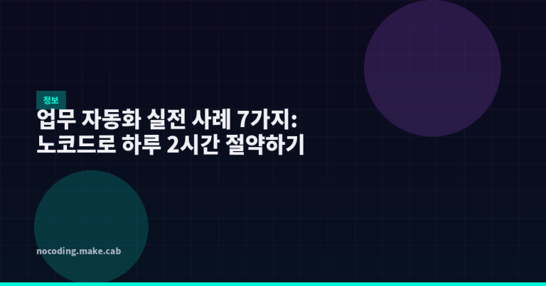 업무 자동화 실전 사례 7가지: 노코드로 하루 2시간 절약하기