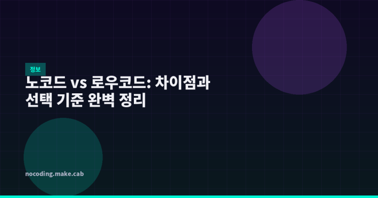 노코드 vs 로우코드: 차이점과 선택 기준 완벽 정리